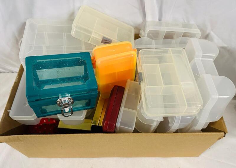 20+ Assorted Small Containers, Includes Clear Plastic, Coloured Plastic, Jewelry Box, and More