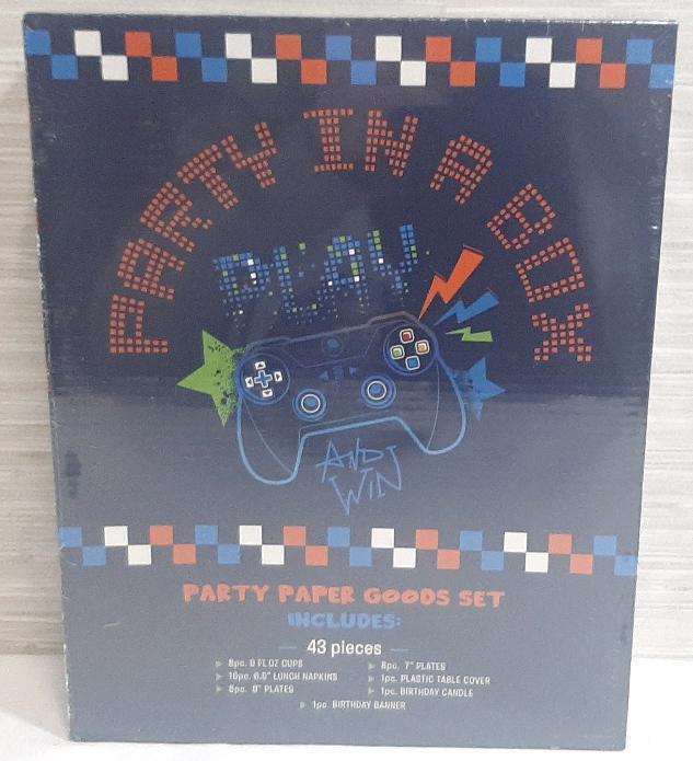 New Party in a Box Paper Goods Set, Gaming Themed