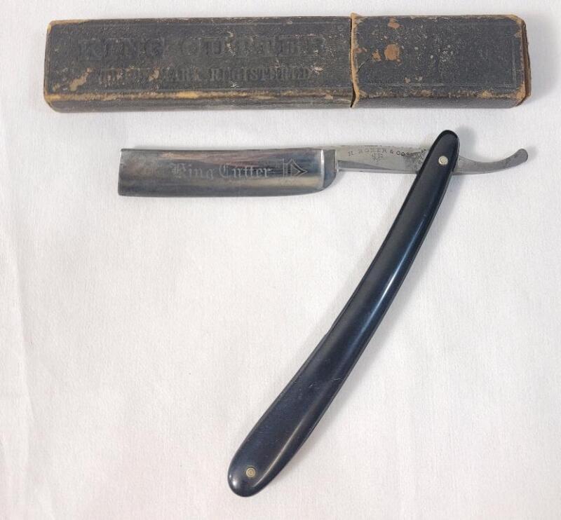 Vintage 1924-35 H. Baker & Co. King Cutter Extra Hallow Straight Point Straight Razor w/Bakelite Handle & Original Box