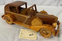 Wooden Cadillac Newport Model with Rotating Wheels; Measures Approx. 12.5x5x4.5&rdquo;