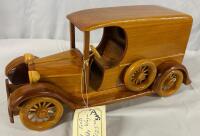 Wooden 1919 Ford Paddy Wagon Model with Rotating Wheels, Approx. 15x5.5x7&rdquo;