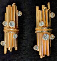 Intriguing Pair of Vintage Bundled Tube Brooches, 2.75" Long Each