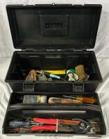 25+ Assorted Tools and Hardware with Toolbox; Includes Hand Crimper, Soldering Iron, and More