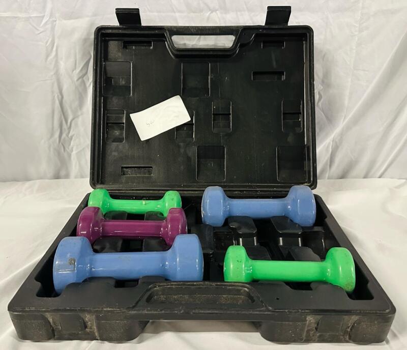 5 Dumbbells for Exercise in Case; Includes 2x5lb, 1x3lb, 2x2lb