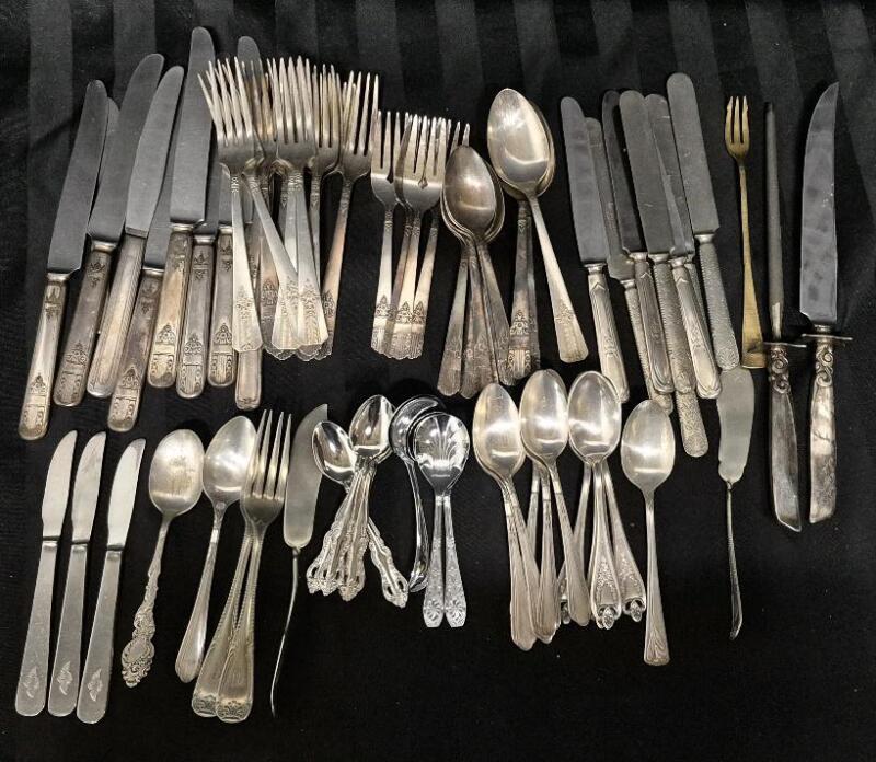 Large Vintage Flatware Lot - Knives, Forks, Spoons + Oneida, Roger's +