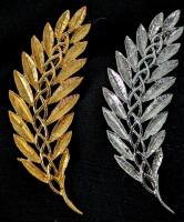 Pair of Vintage Braided Leaf / Feather Brooches, 2.5" Long Each