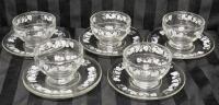 5 Vintage Dominion Glass Grapevine Dessert Bowls with Underplates