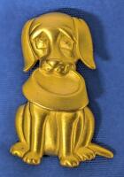 Feed Me! Adorable Signed Vintage JJ Jonette Hungry Pup Brooch, 2" Long