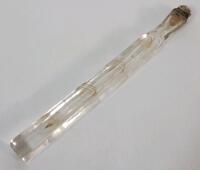 Antique Glass Lachrymatory Tear Catcher Perfume Vial w/Gold Embellishments . Glass Stopper Wax Sealed Closed (empty) . Measures 8" Long