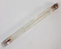Antique Glass Lachrymatory Tear Catcher Perfume Vial w/Slight Gold Embellishments . Glass Stopper Wax Sealed Closed (empty) . Measures 7 &frac34;" Long