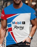 New XL Men's Vintage Mobil 1 Racing Oil Print T-Shirt Casual 3D Print Short-Sleeve Round 100% Polyester Machine Washable Stock photos added