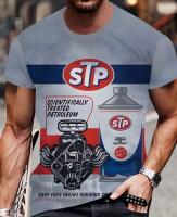 New XXL Men's Vintage STP Oil Print T-Shirt Casual 3D Print Short-Sleeve Round Neck Mobil Polyester Machine Washable Stock photos added