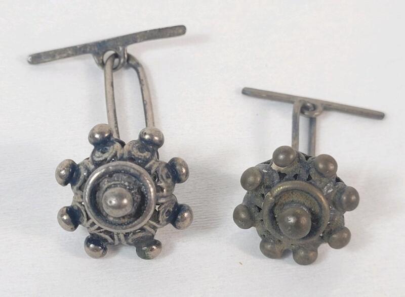 Antique Spanish Cape Charro Buttons / Castilian Buttons . Possibly Silver - No Silver Marks . See photos for size