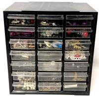 Vintage 21-Drawer Organizer with Craft Jewelry + More : 9.75" &times; 6.2" &times; 10.15" Tall