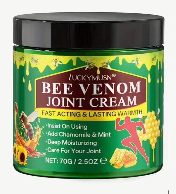 New 70g Bee Venom Joint Cream, Deeply Moisturizing Joints And Muscles Contains Tea Tree, Mint, Chamomile, Vitamin E, Non-Greasy Ex: 2028/05/28 Stock photos added