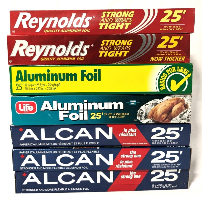 7 New Boxes of Tin Foil (Various Brands) 25' Per Box