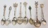 7 Silver Souvenir Spoons & BIRKS Alpha Delta Pi Sorority Plated Spoon . 5 Sterling Silver Spoons , Two (2) 90% Silver Spoons & BIRKS Spoon