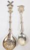 7 Silver Souvenir Spoons & BIRKS Alpha Delta Pi Sorority Plated Spoon . 5 Sterling Silver Spoons , Two (2) 90% Silver Spoons & BIRKS Spoon - 5