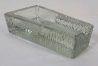 Heavy Clear Art Glass Cigar Ashtray . Measures 7"&times;4"&times;2" . No chips or cracks