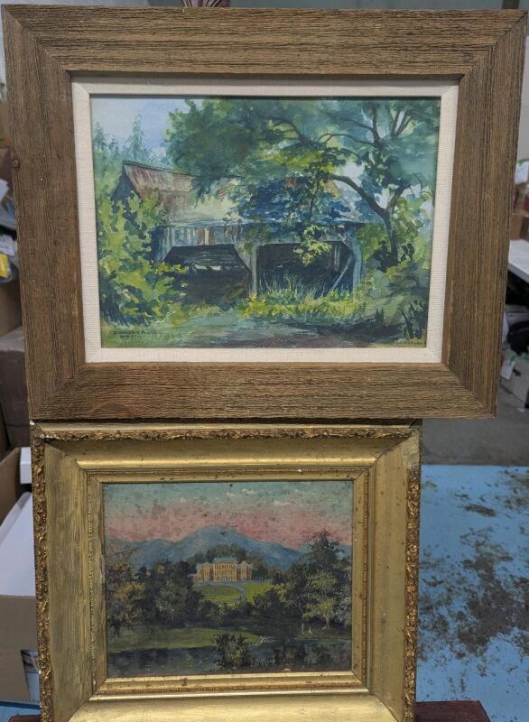 2 Vintage Framed Painting Paintings. Watercolour is signed and measures 20.5" by 16.5"
