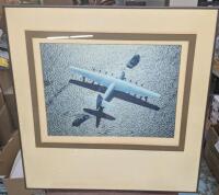 Vintage Framed and Matted Aircraft Print. 30.5" by 31.25"