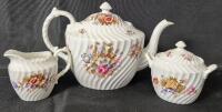 Beautiful Aynsley Summertime Teapot Set - Teapot, Creamer & Sugar