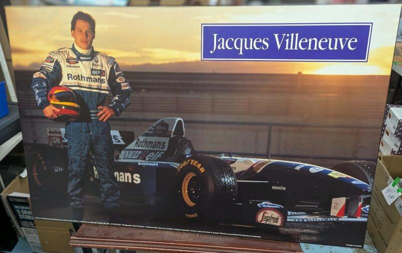Vintage Jacques Villeneuve Print on Plak-it Board. 35.5" by 23"