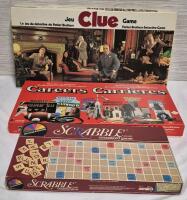 3 Vintage Board Games- Clue, Careers & Scrabble