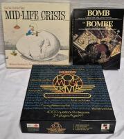 3 Vintage Board Games- Pop Music Trivia, Mid-Life Crisis & Bomb Jigsaw Puzzle Thriller