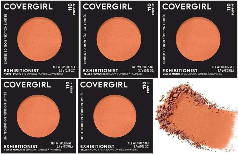 5 New COVERGIRL Exhibitionist Velvet Mono Eye Shadow, #110 Poppin', 3.7g ea