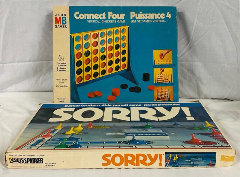 2 Vintage Classic Games, Includes Sorry! and Connect Four