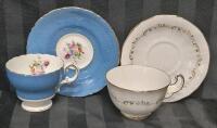 2 Vintage Teacups & Saucers- Northumbria "Lake Louise" & Cauldon