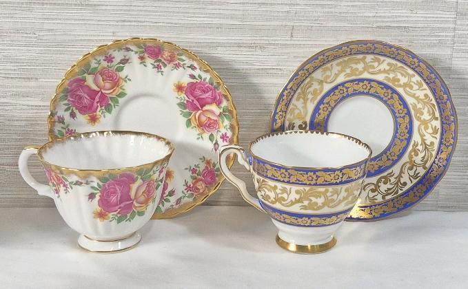 2 Beautiful Royal Stafford Teacups & Saucers