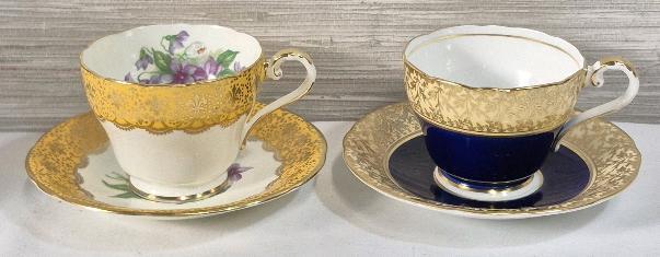 2 Beautiful Anysley Teacups & Saucers Corset Shape