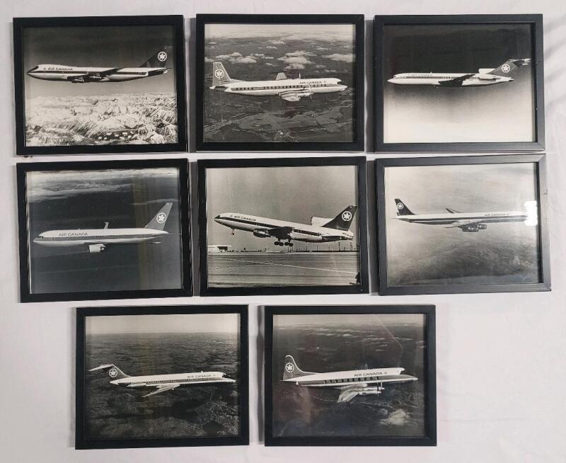 8 Air Canada Aviation AeroPlane Framed Photo Prints . Each Measures 10.5"&times;8.5"