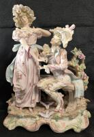 Vintage "Victorian Wedding Proposal" Sculpture - Made in Japan 12.5" Tall & 9.5" Wide