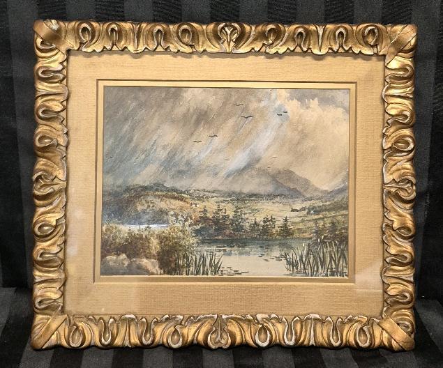 Vintage Framed Scenic Landscape Watercolour - 13.5" by 11.5"