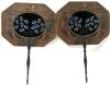 Pair of Antique Victorian Hand-Beaded Paper & Velvet Opera Fans, 14.5" Long Each