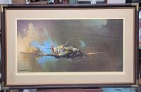 English Artist Barrie A.F. Clark - " Spitfire " Large Print , 1978 . Measures 51.5"&times;32.5"