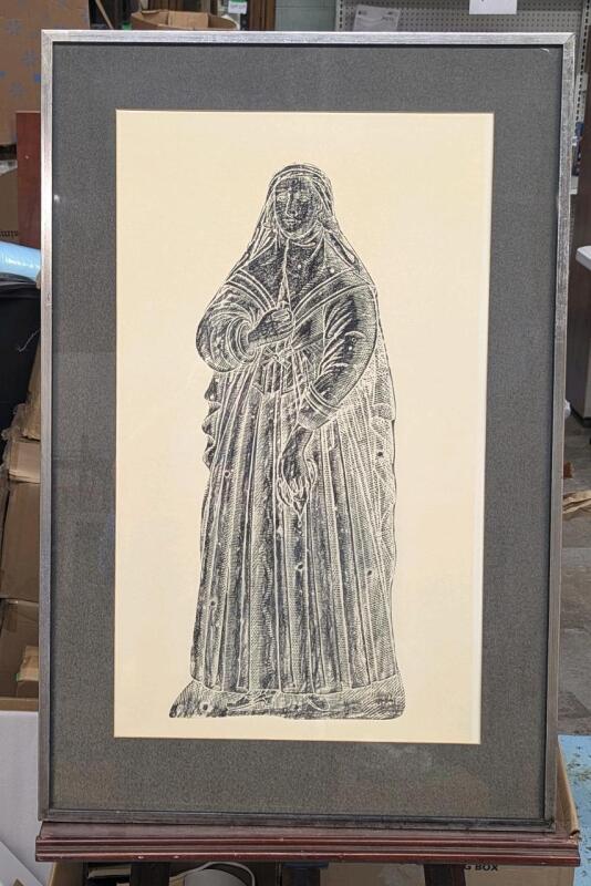Large Framed Print Medieval Etching Rubbing, 23.25" &times; 35.25"