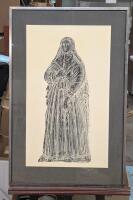 Large Framed Print Medieval Etching Rubbing, 23.25" &times; 35.25"