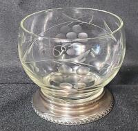 Vintage BIRKS Etched Glass Bowls w/Sterling Silver Base . Measures 3 ⅛" tall & 3" diameter base . No chips or cracks