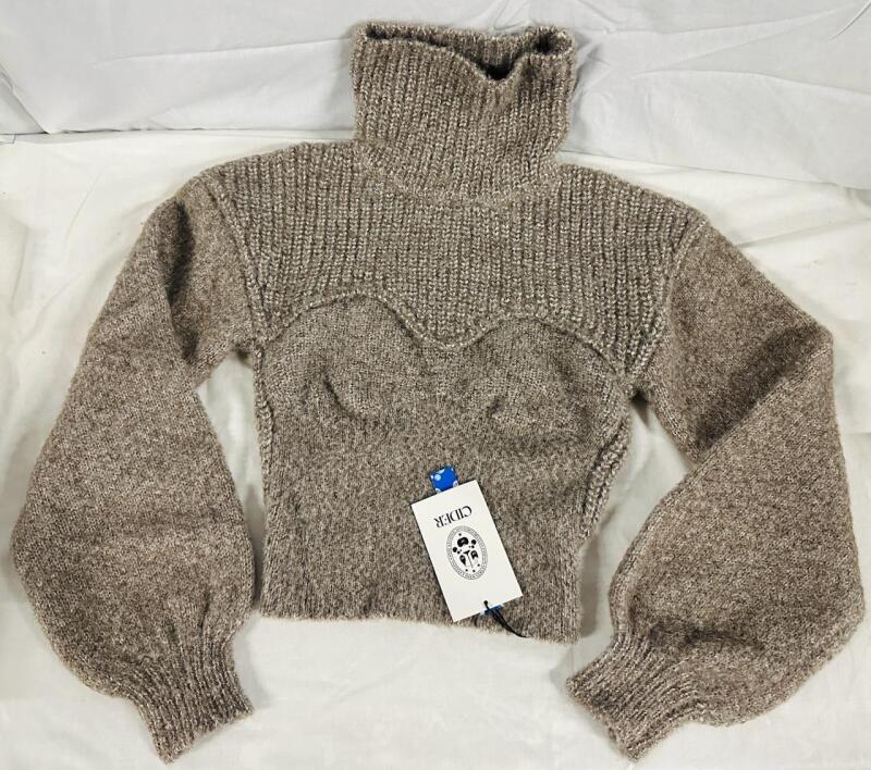 New Cider Size XS Cropped Turtleneck Sweater, Bustier-Style