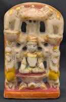 Very Old Polychrome Marble Statue of Indian Goddess Lakshmi, Goddess of Wealth, Prosperity, Good Fortune, Beauty, and Fertility | 4.8" Tall