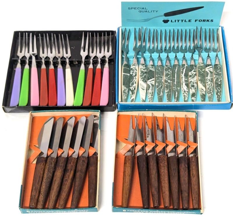 4 Packs MCM Vintage Little Party Forks & Knives Made in Japan & DAL USA, Up to x Long