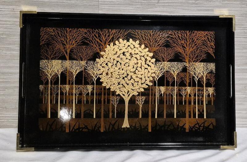 Beautiful Otagiri Original Hand Crafted Lacqueard Tray 17.75" x 11.25" x 1.5"