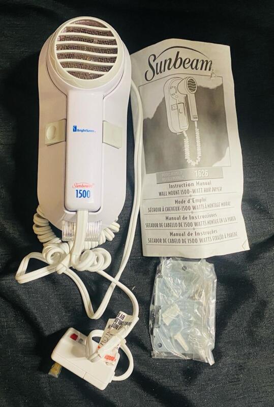 As-New Sunbeam Wall-Mounted Hair Dryer with Night Light; 120V, Corded, White