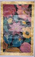 " Floral with Gold Trim " Oil on Canvas by Artist FONTAINE . Measures 26 &frac14;"&times;42 &frac14;" .