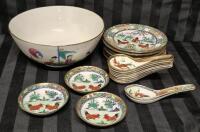 22 Vintage Rooster & Dragon Dishes