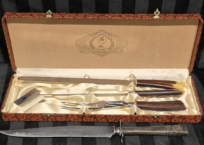 Vintage Glo-Hill Carving Knife Set & Community Knife 13.5" Long